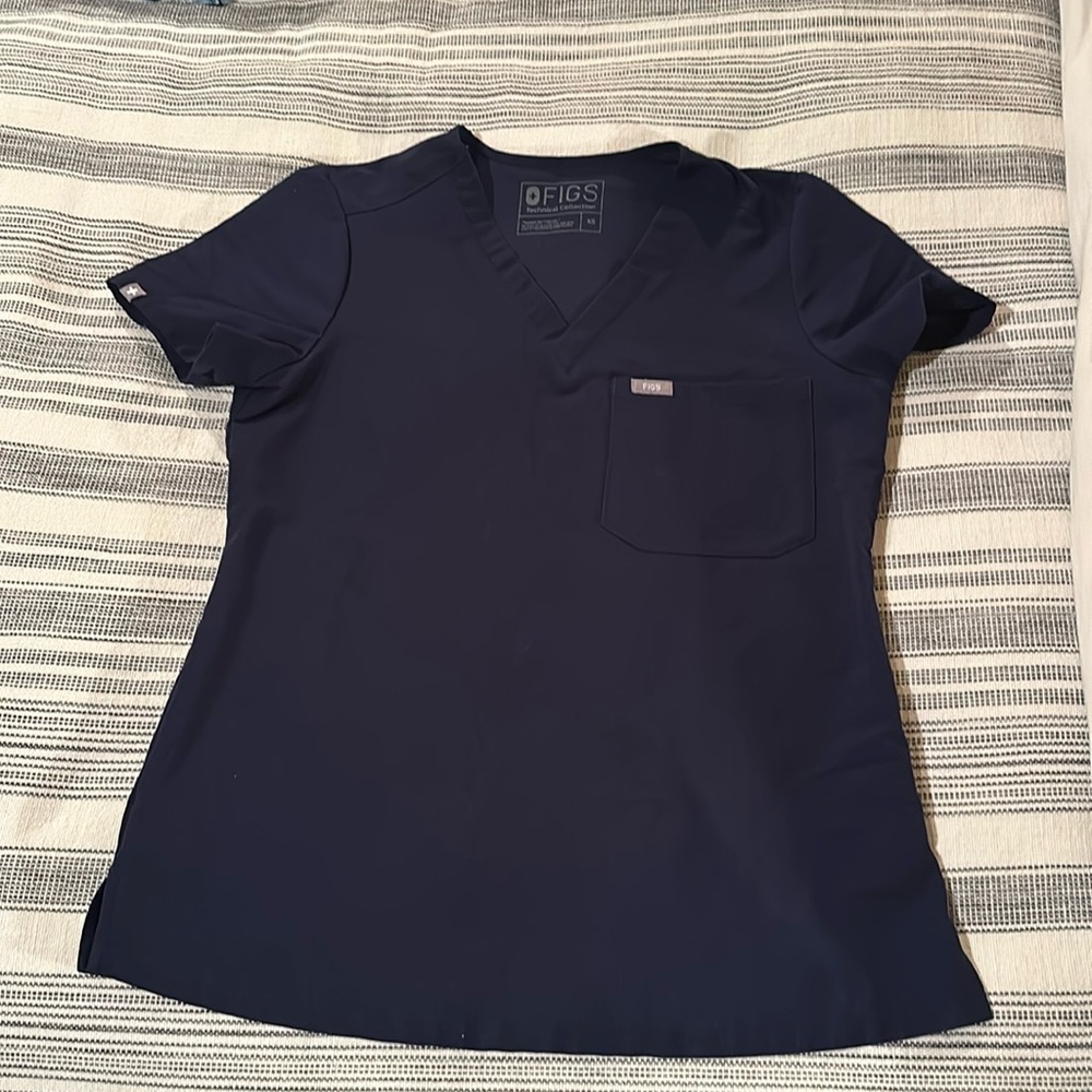 Navy figs scrub top